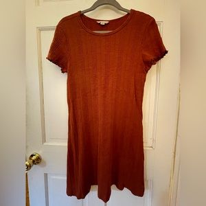 Orange Cotton Stretchy Mini Dress - Knit T-Shirt Dress - Size M - American Eagle